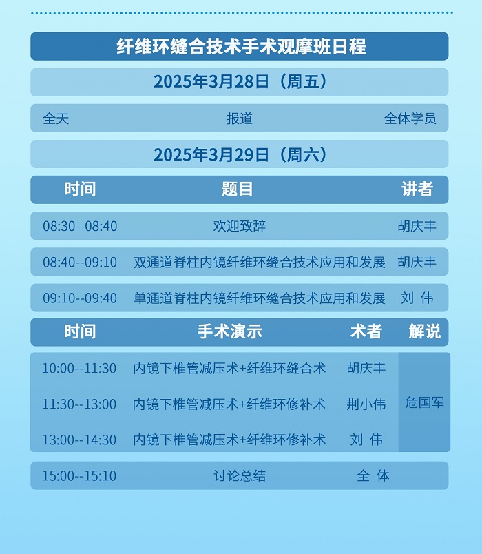 第八屆BESS/UBE技術培訓班（單/雙通道內鏡腰椎纖維環(huán)損傷修復培訓班）暨第十八屆雙通道內鏡手術公益直播